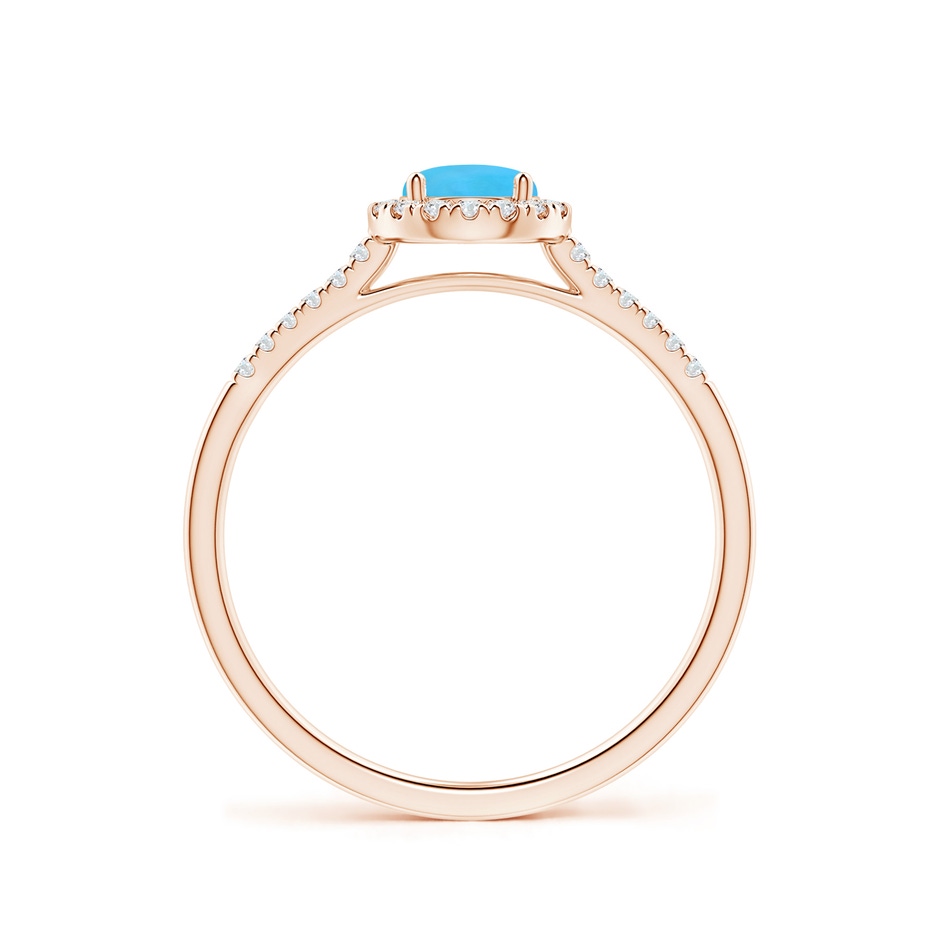 5mm AAA Round Turquoise Halo Ring with Diamond Accents in Rose Gold side-1