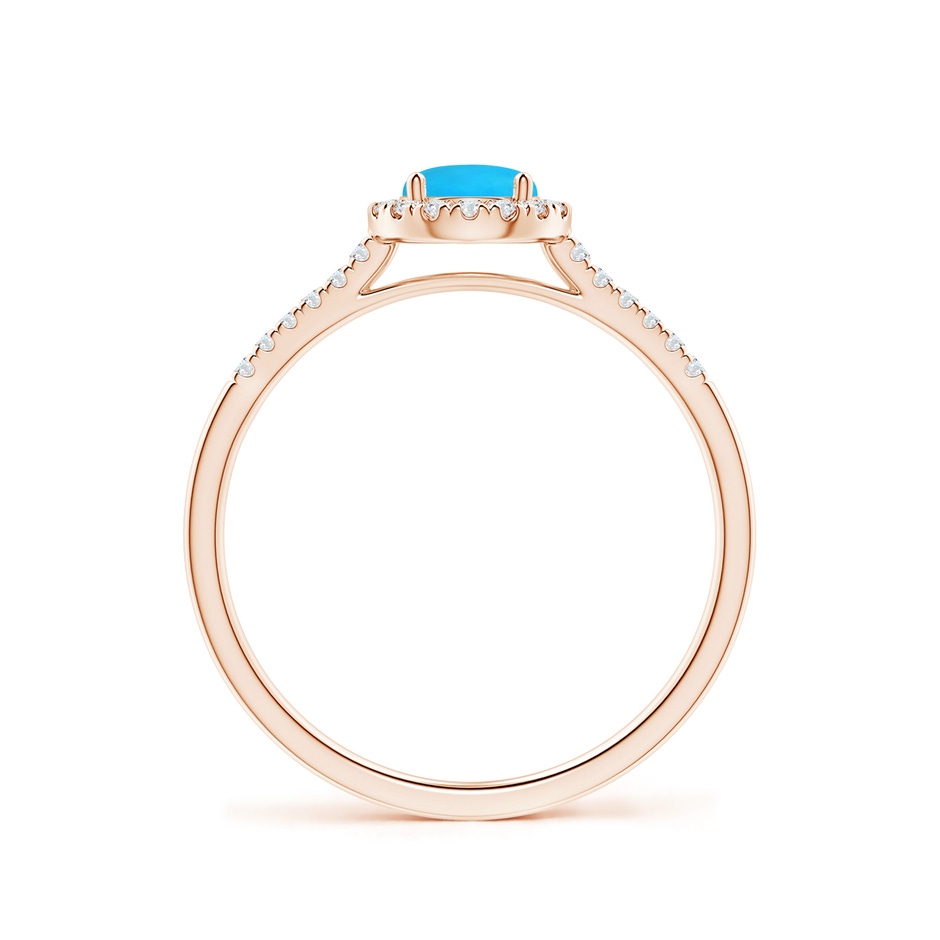 5mm AAAA Round Turquoise Halo Ring with Diamond Accents in Rose Gold side-1