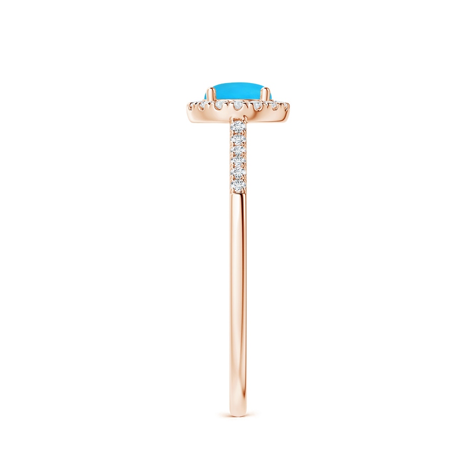 5mm AAAA Round Turquoise Halo Ring with Diamond Accents in Rose Gold side-2