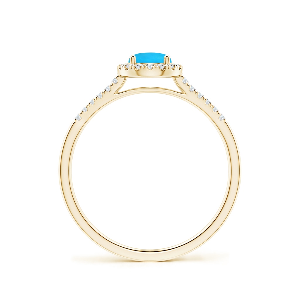 5mm AAAA Round Turquoise Halo Ring with Diamond Accents in Yellow Gold - side_1