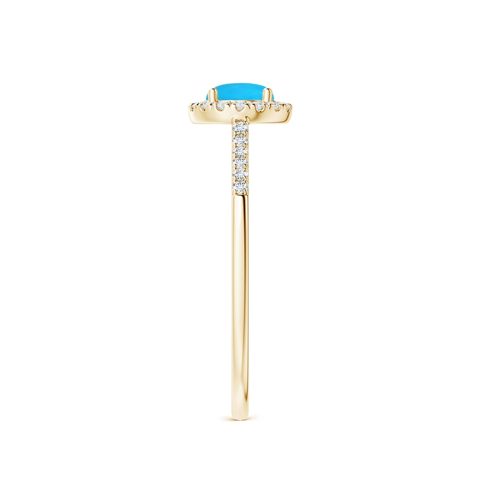 5mm AAAA Round Turquoise Halo Ring with Diamond Accents in Yellow Gold side-2