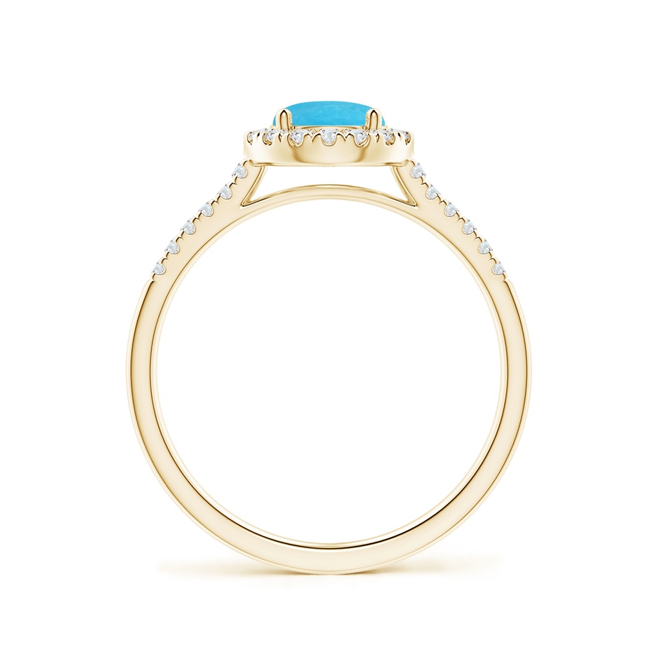 6mm A Round Turquoise Halo Ring with Diamond Accents in Yellow Gold side-1