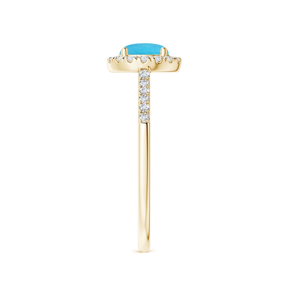 6mm A Round Turquoise Halo Ring with Diamond Accents in Yellow Gold side-2