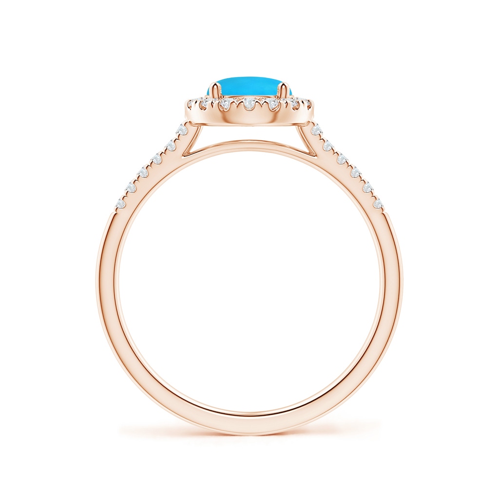 6mm AAAA Round Turquoise Halo Ring with Diamond Accents in Rose Gold Side-1
