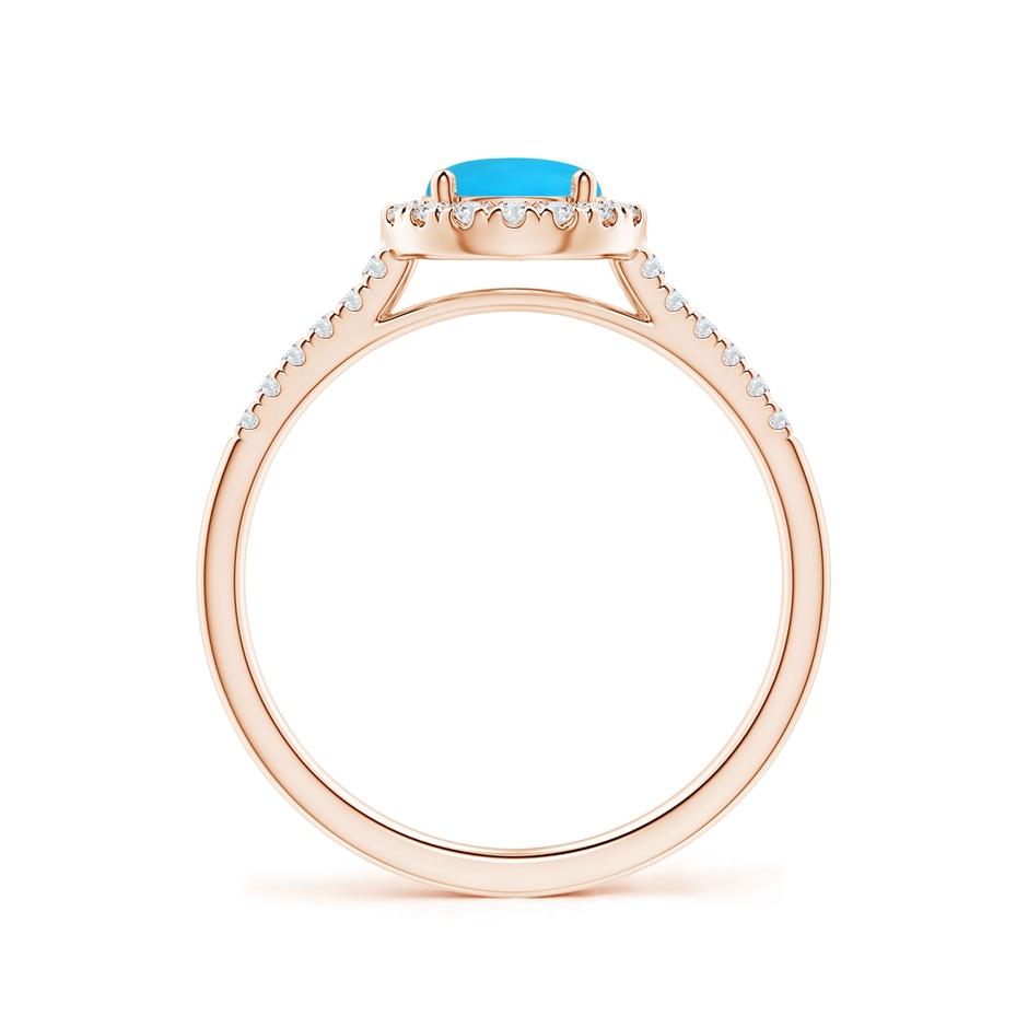 6mm AAAA Round Turquoise Halo Ring with Diamond Accents in Rose Gold side-1