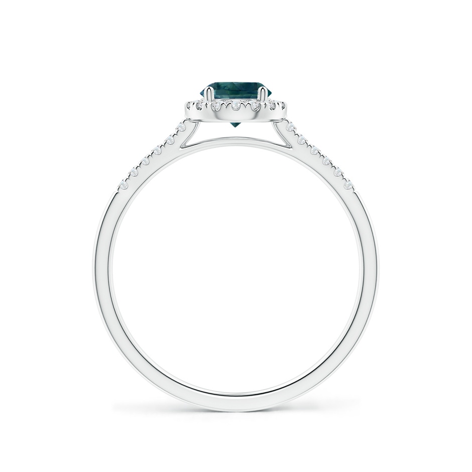 5mm AAA Round Teal Montana Sapphire Halo Ring with Diamond Accents in White Gold side-1