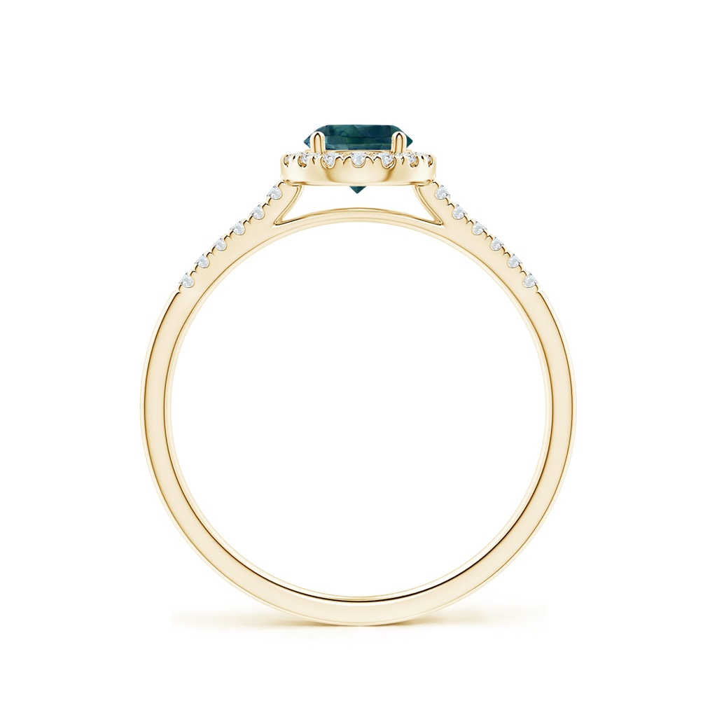 5mm AAA Round Teal Montana Sapphire Halo Ring with Diamond Accents in Yellow Gold - side_1