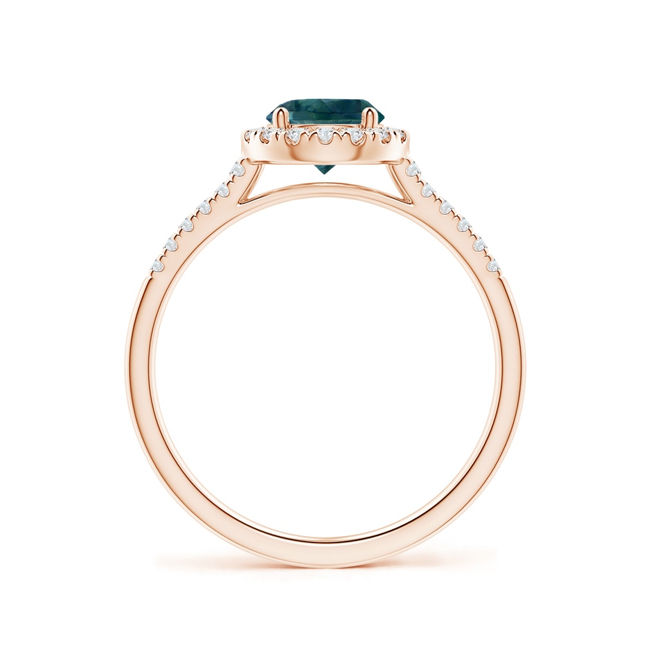 6mm AAA Round Teal Montana Sapphire Halo Ring with Diamond Accents in Rose Gold side-1