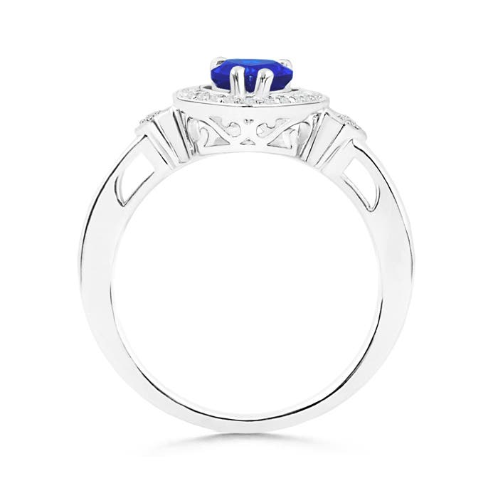 AAA - Blue Sapphire / 0.89 CT / 14 KT White Gold