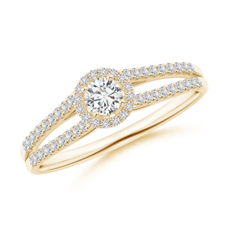 3.5mm HSI2 Split Shank Round Diamond Halo Engagement Ring in 9K Yellow Gold