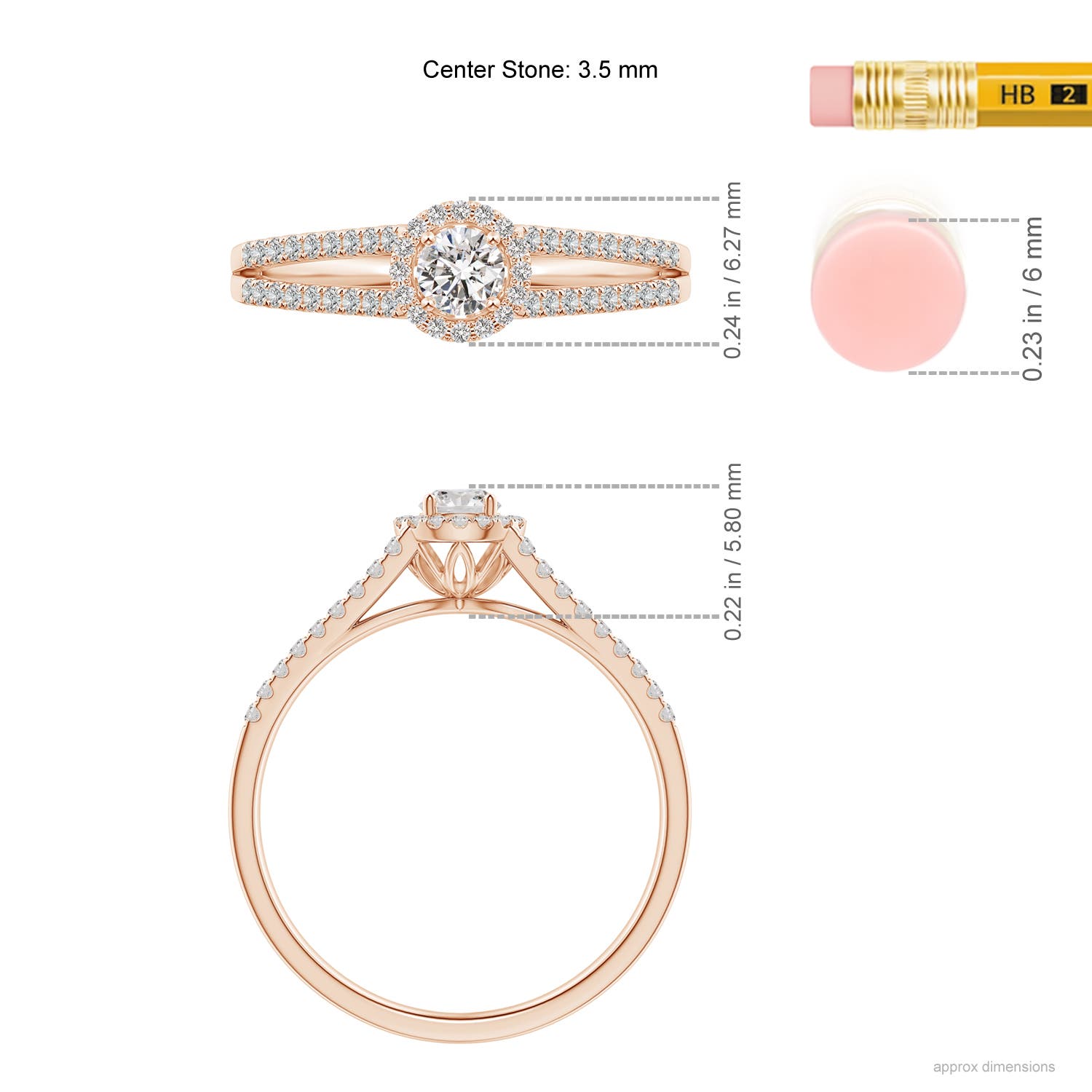 I-J, I1-I2 / 0.32 CT / 14 KT Rose Gold