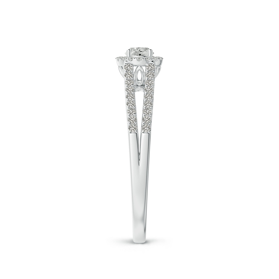 3.5mm KI3 Split Shank Round Diamond Halo Engagement Ring in White Gold side-2