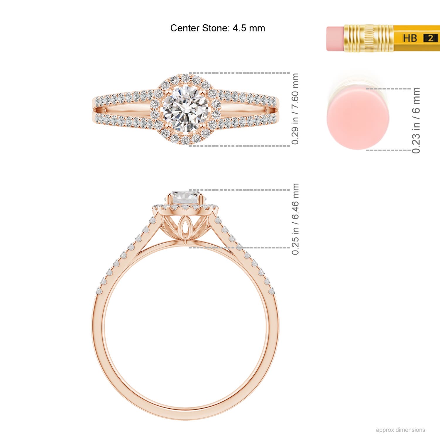 I-J, I1-I2 / 0.54 CT / 14 KT Rose Gold