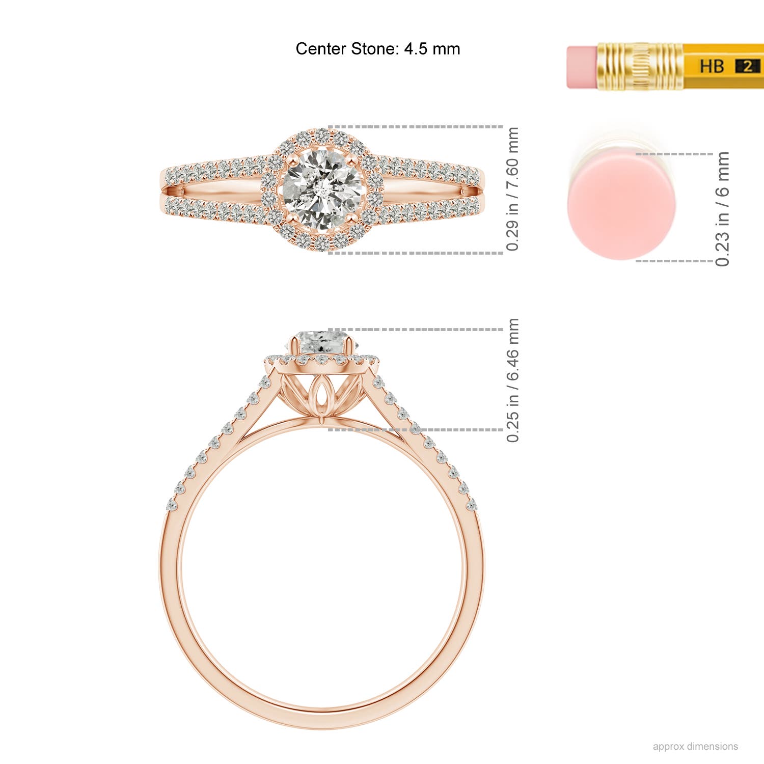 K, I3 / 0.54 CT / 14 KT Rose Gold