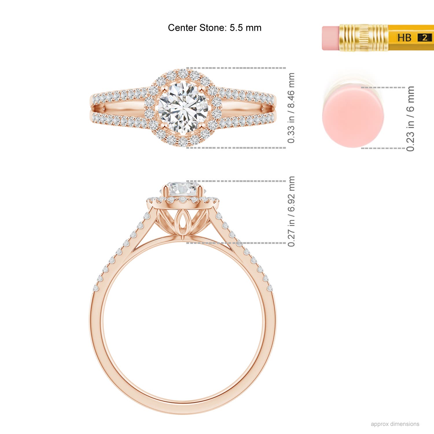 H, SI2 / 0.9 CT / 14 KT Rose Gold