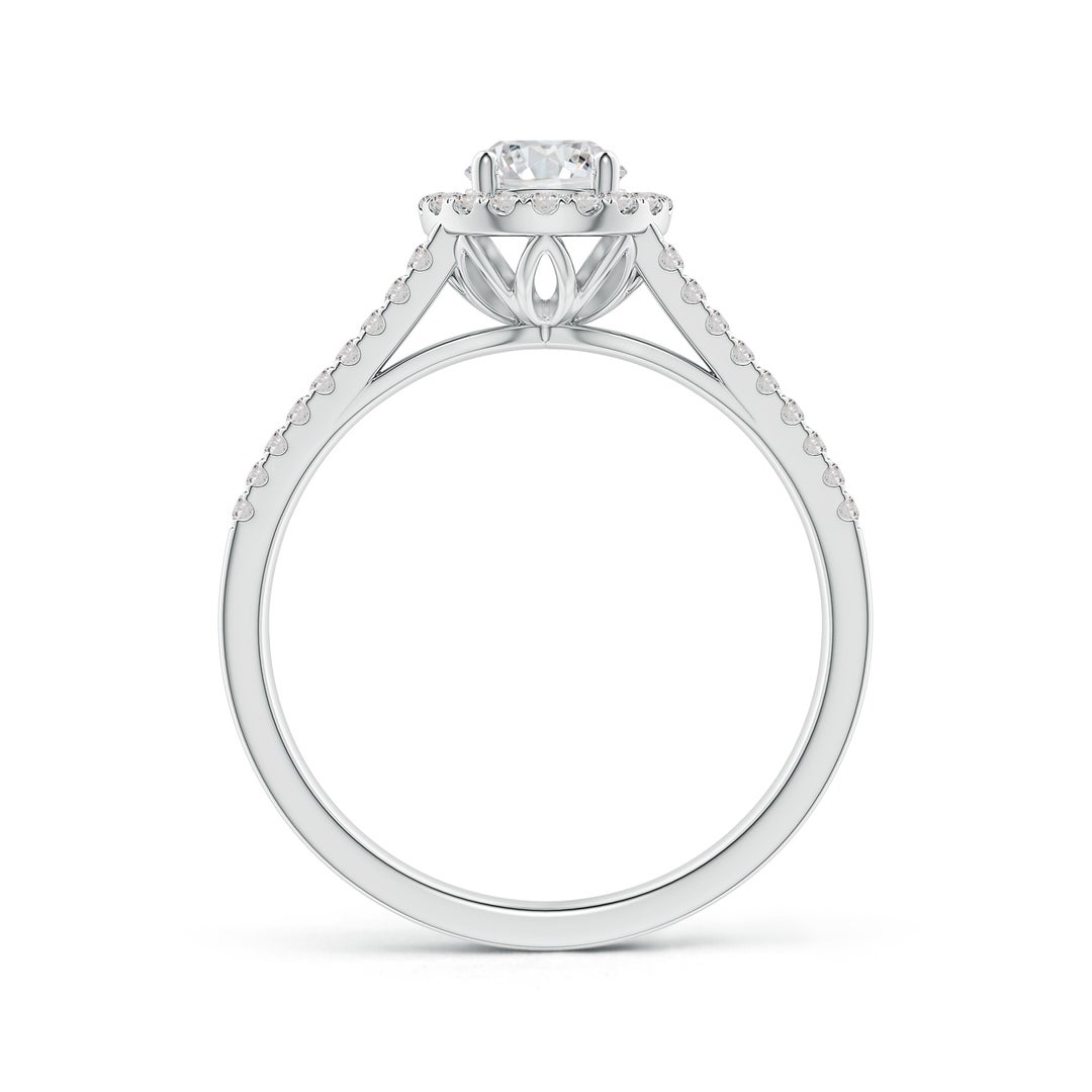 Split Shank Round Diamond Halo Engagement Ring