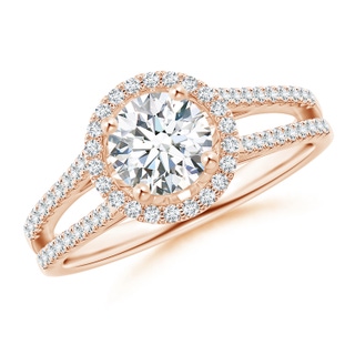 6mm GVS2 Split Shank Round Diamond Halo Engagement Ring in Rose Gold