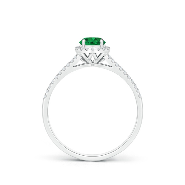 5mm AAA Twin Shank Emerald Halo Ring with Diamond Accents in White Gold side-1