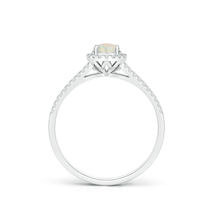 5mm AAA Twin Shank Opal Halo Ring with Diamond Accents in White Gold product image