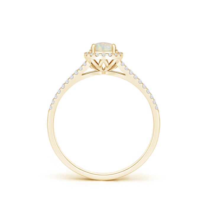 5mm AAA Twin Shank Opal Halo Ring with Diamond Accents in Yellow Gold product image