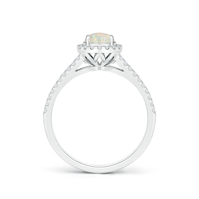 6mm AAA Twin Shank Opal Halo Ring with Diamond Accents in P950 Platinum product image