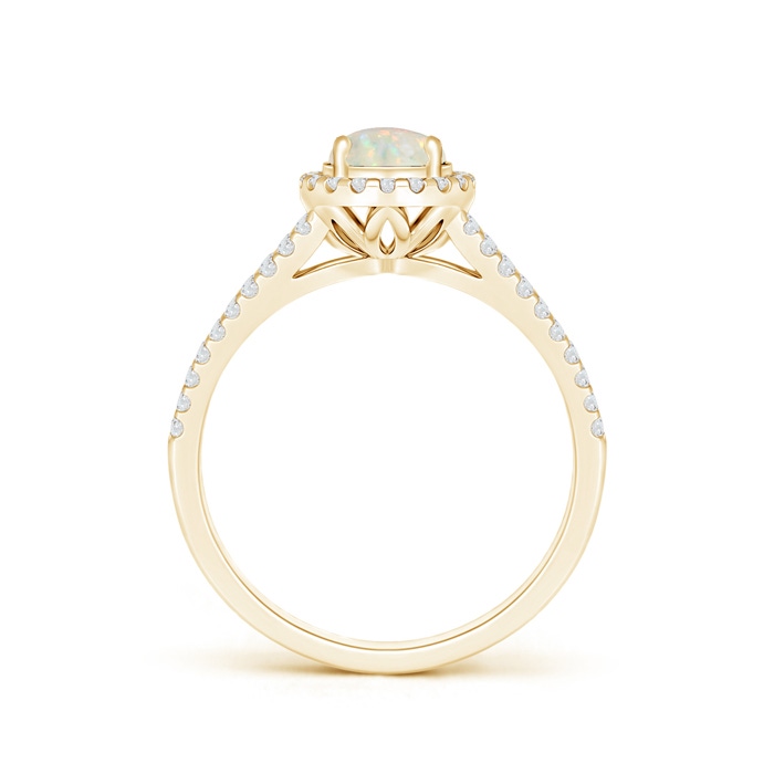 6mm AAA Twin Shank Opal Halo Ring with Diamond Accents in Yellow Gold product image