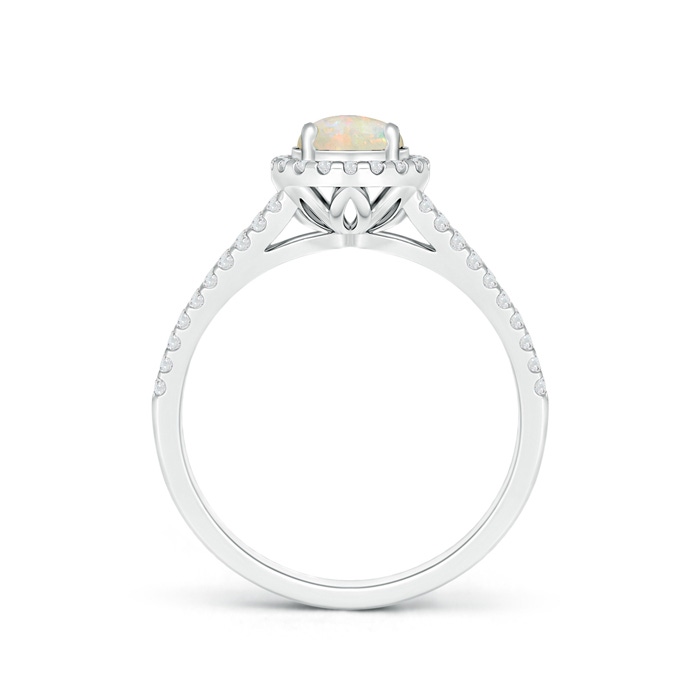 6mm AAAA Twin Shank Opal Halo Ring with Diamond Accents in P950 Platinum product image