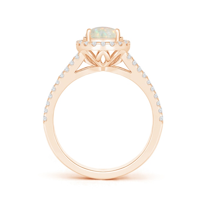 7mm AAA Twin Shank Opal Halo Ring with Diamond Accents in Rose Gold product image