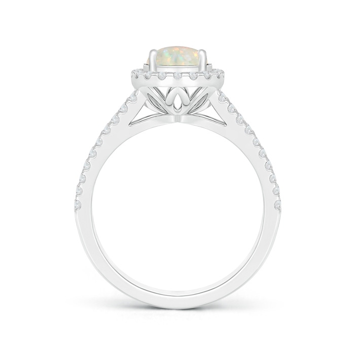 7mm AAA Twin Shank Opal Halo Ring with Diamond Accents in White Gold product image