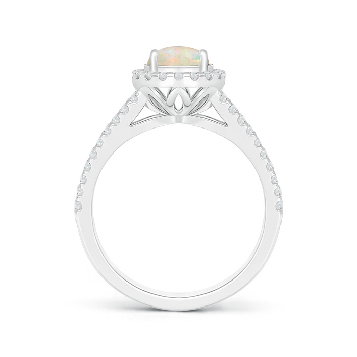 7mm AAAA Twin Shank Opal Halo Ring with Diamond Accents in P950 Platinum product image