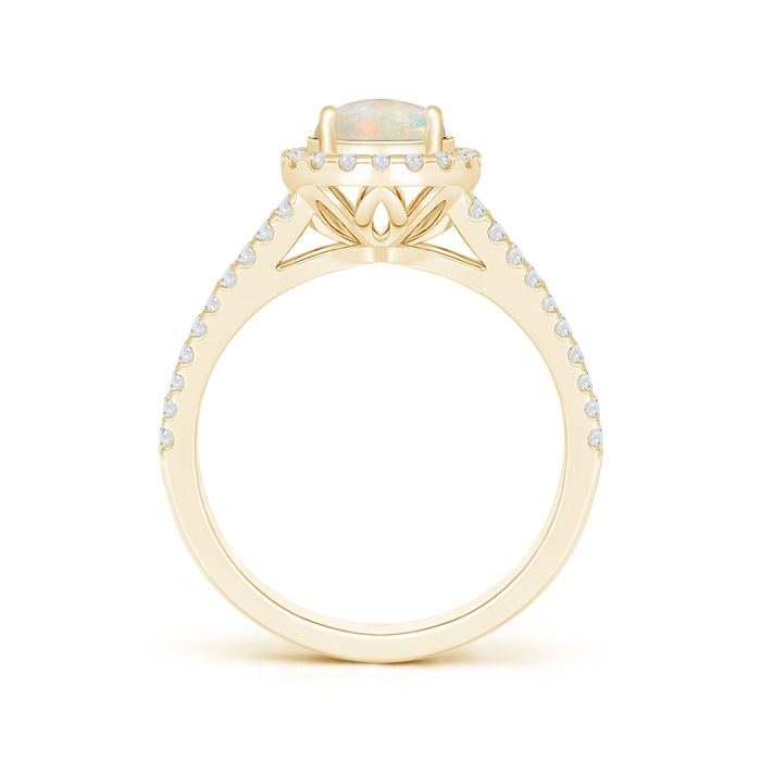 7mm AAAA Twin Shank Opal Halo Ring with Diamond Accents in Yellow Gold product image