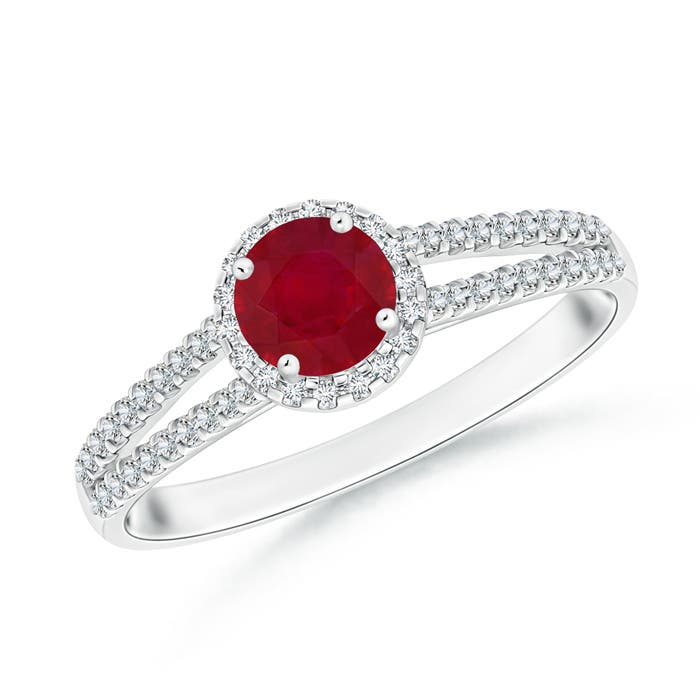 AA - Ruby / 0.77 CT / 14 KT White Gold