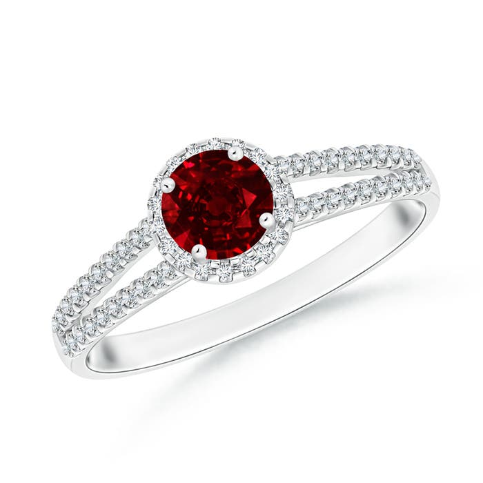 AAAA - Ruby / 0.77 CT / 14 KT White Gold