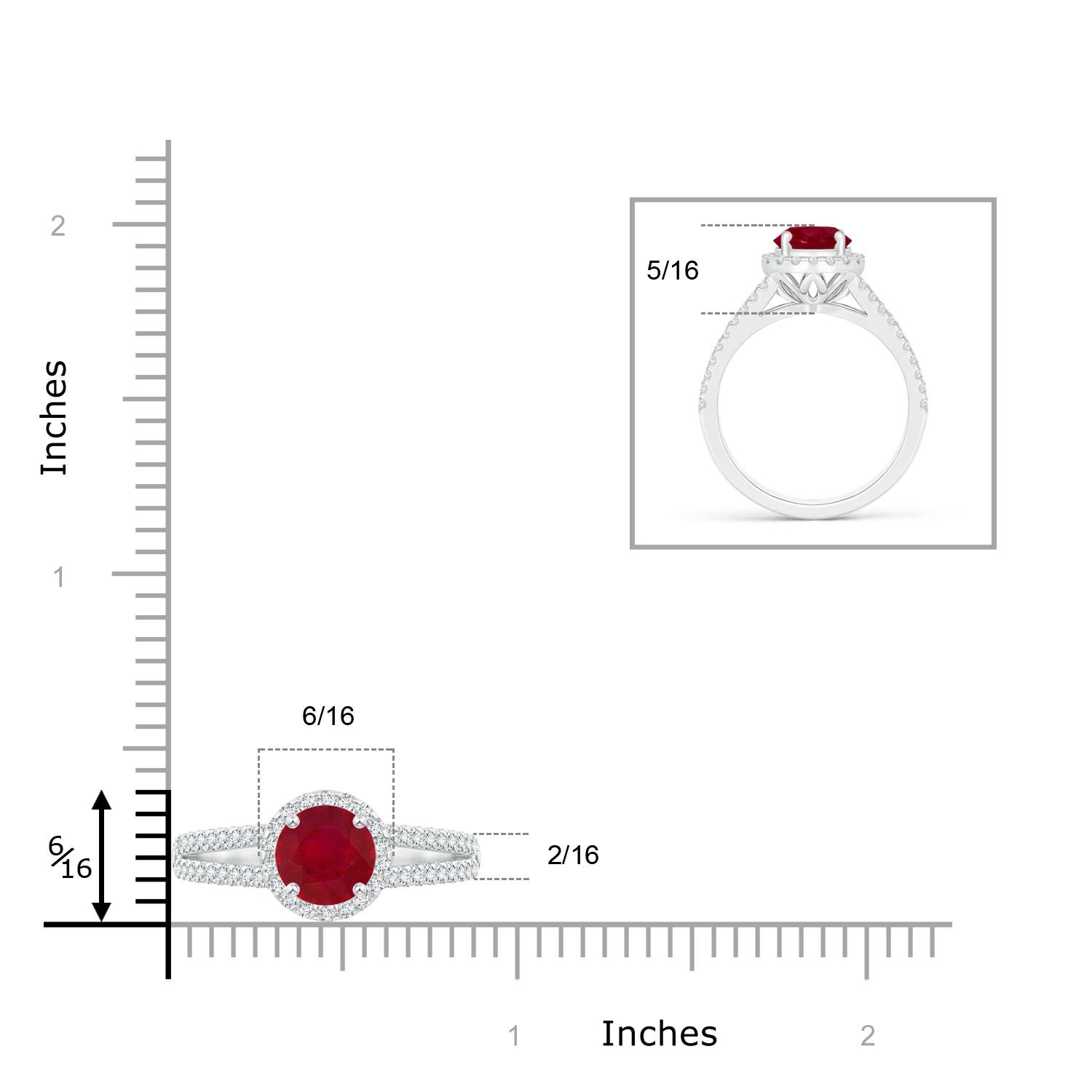 AA - Ruby / 1.29 CT / 14 KT White Gold