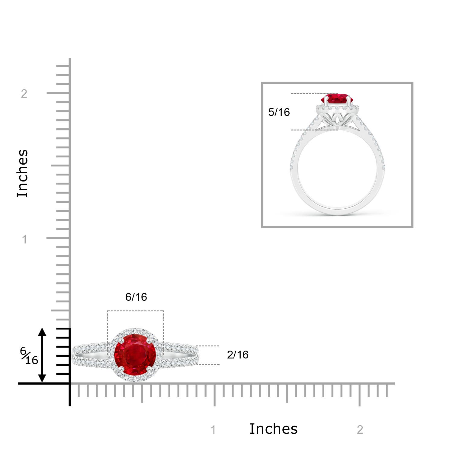 AAA - Ruby / 1.29 CT / 14 KT White Gold