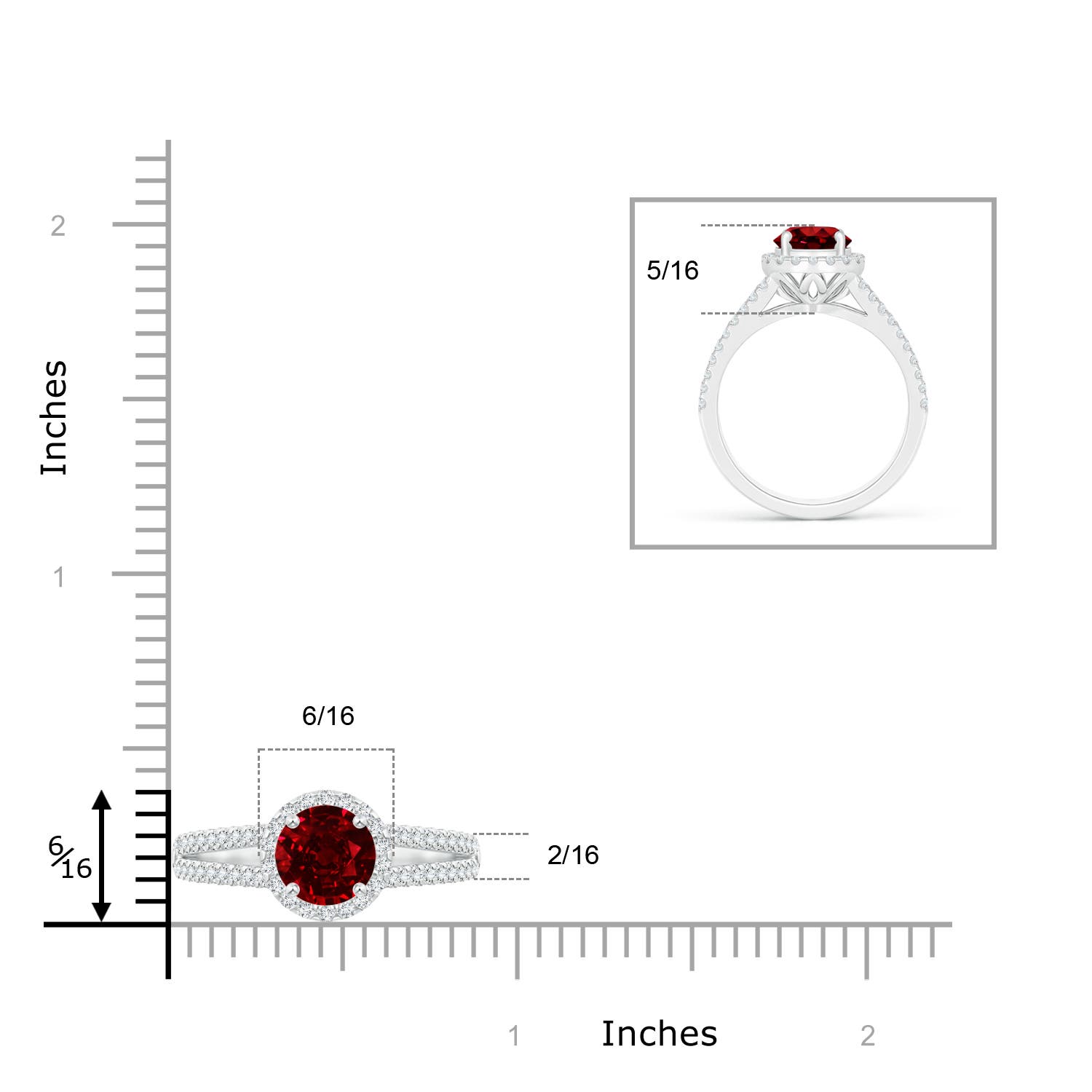 AAAA - Ruby / 1.29 CT / 14 KT White Gold