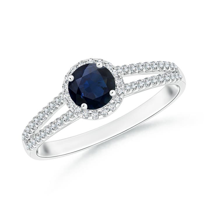 A - Blue Sapphire / 0.77 CT / 14 KT White Gold