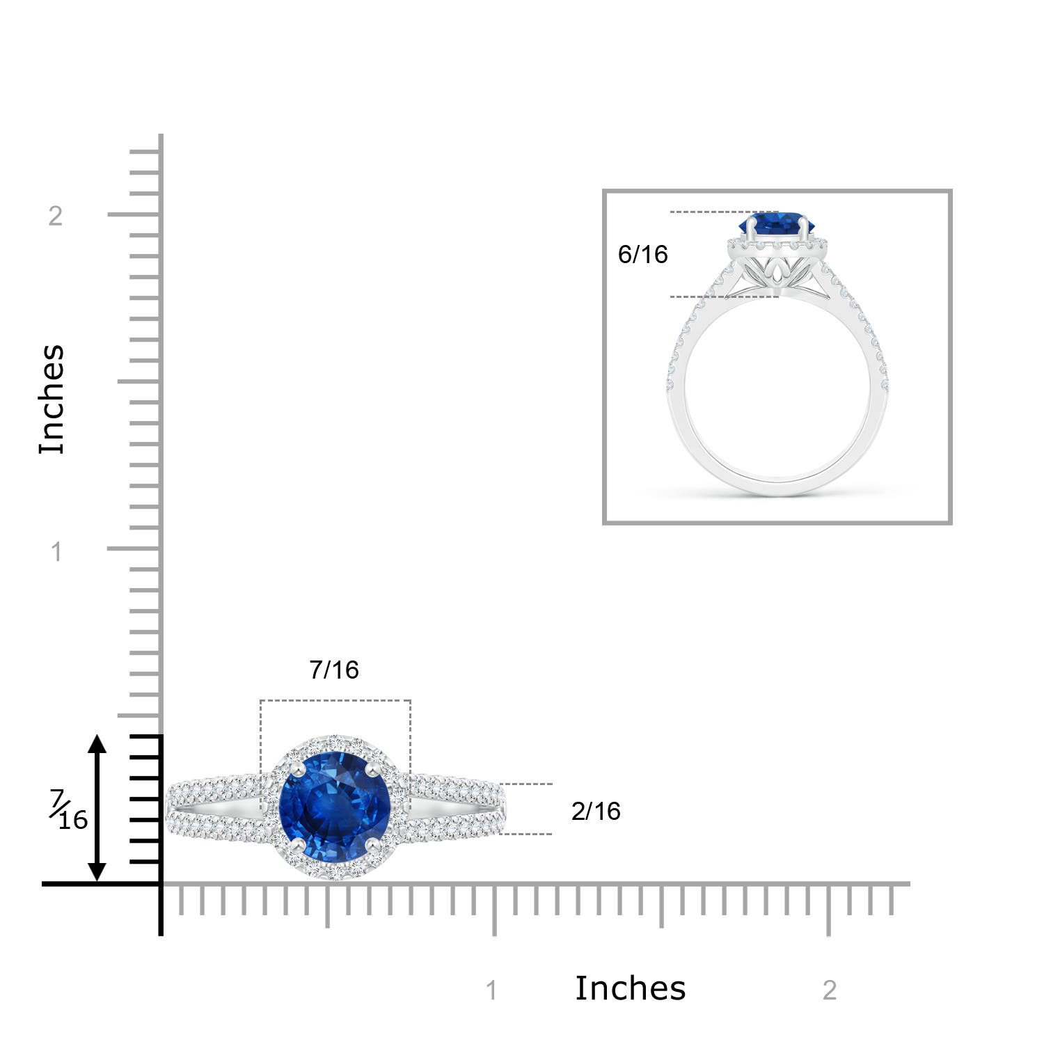 AAA - Blue Sapphire / 2.06 CT / 14 KT White Gold