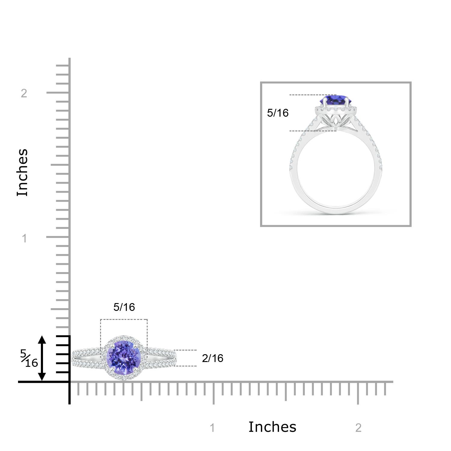 AAA - Tanzanite / 0.67 CT / 14 KT White Gold