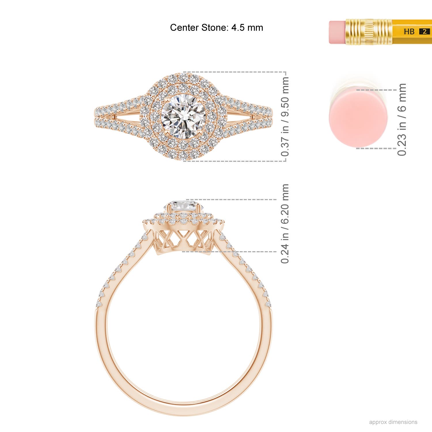 I-J, I1-I2 / 0.74 CT / 14 KT Rose Gold