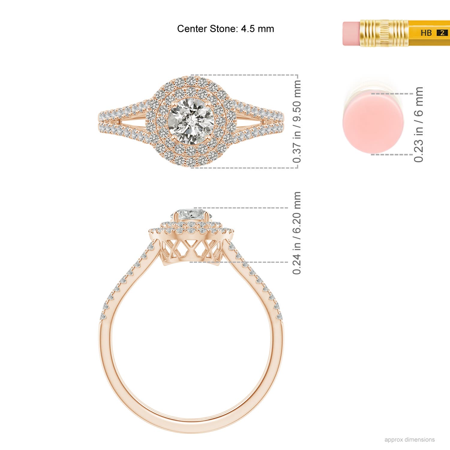 K, I3 / 0.74 CT / 14 KT Rose Gold