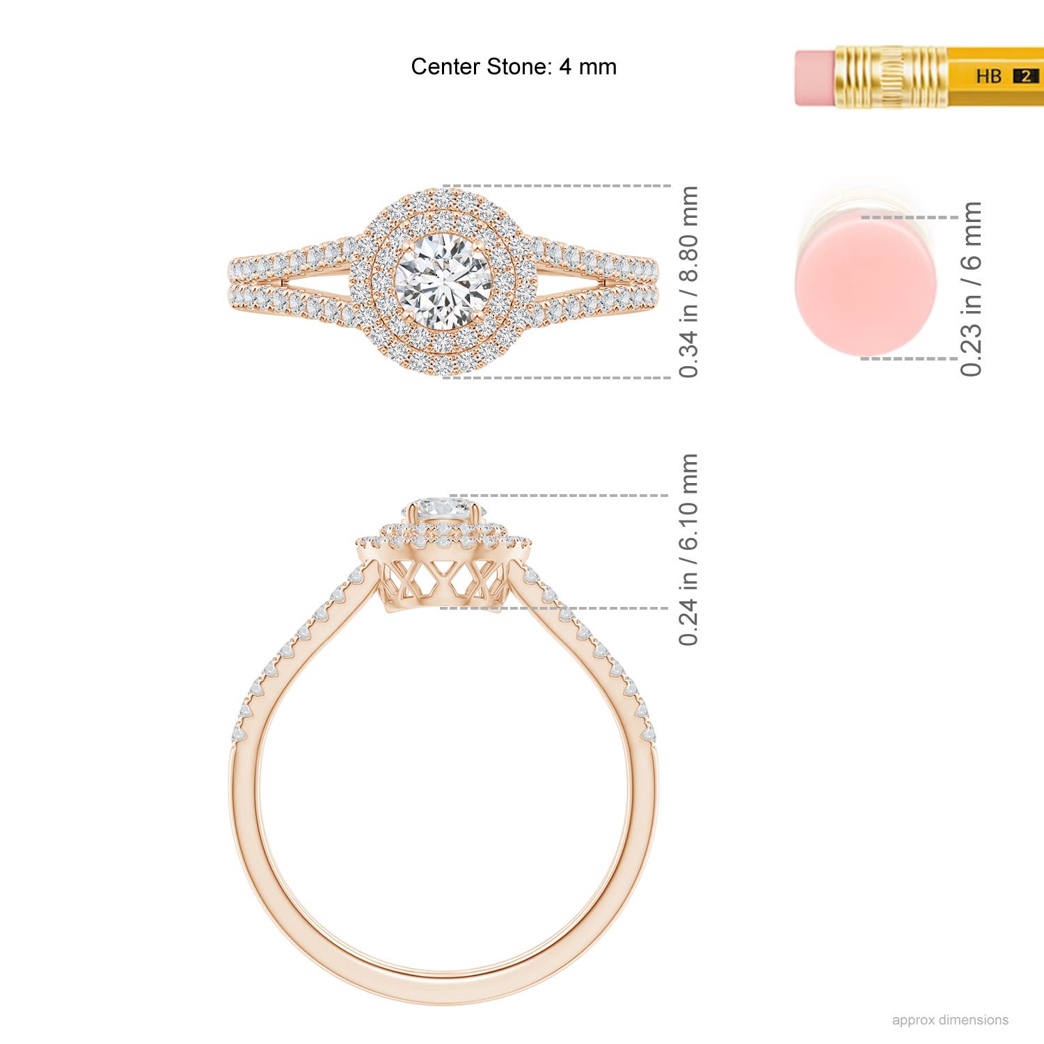 H, SI2 / 0.49 CT / 14 KT Rose Gold