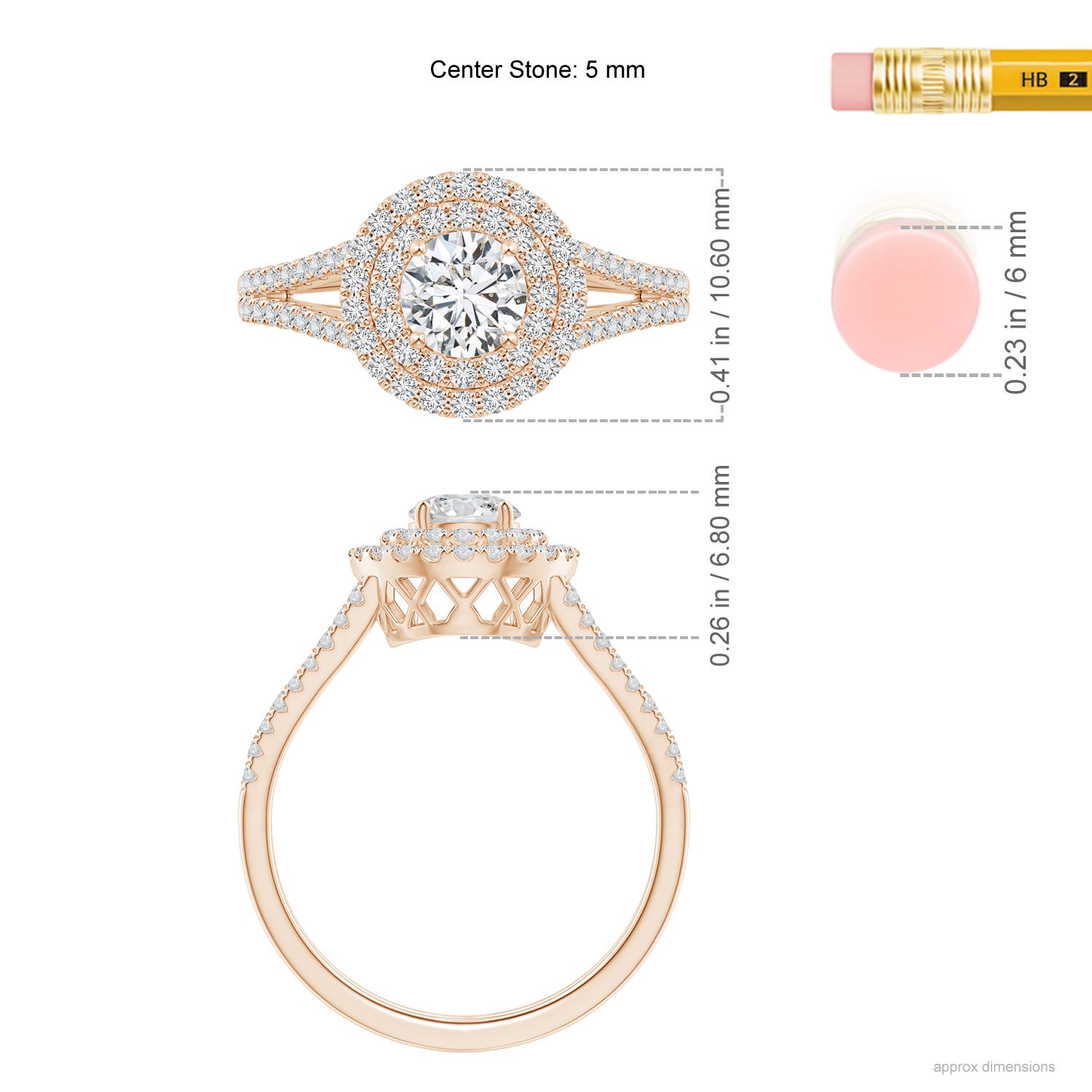 H, SI2 / 0.91 CT / 14 KT Rose Gold