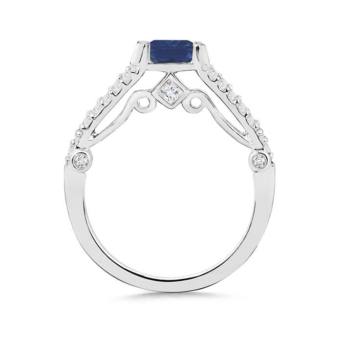 A - Blue Sapphire / 1 CT / 14 KT White Gold