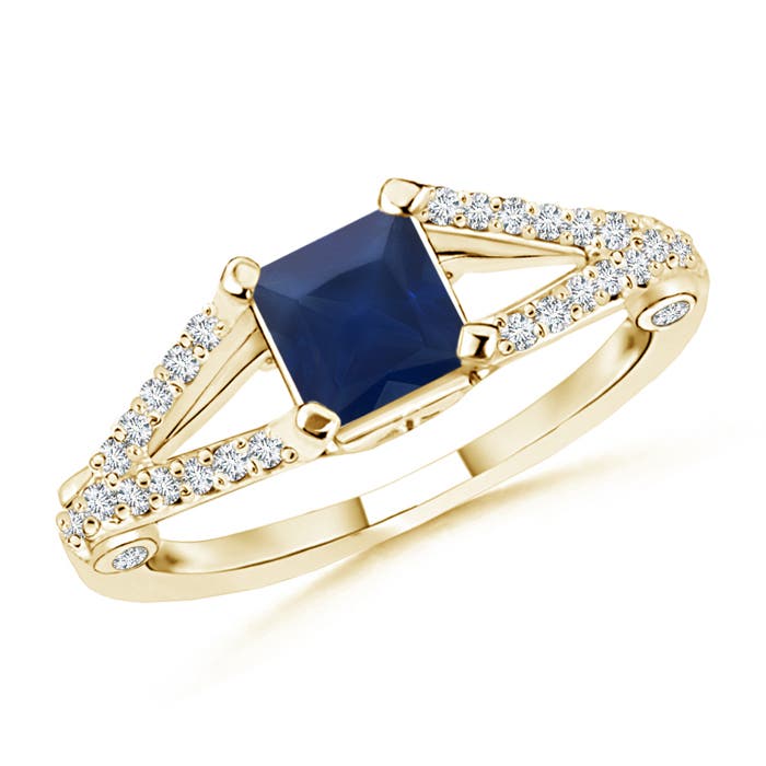 A - Blue Sapphire / 1 CT / 14 KT Yellow Gold