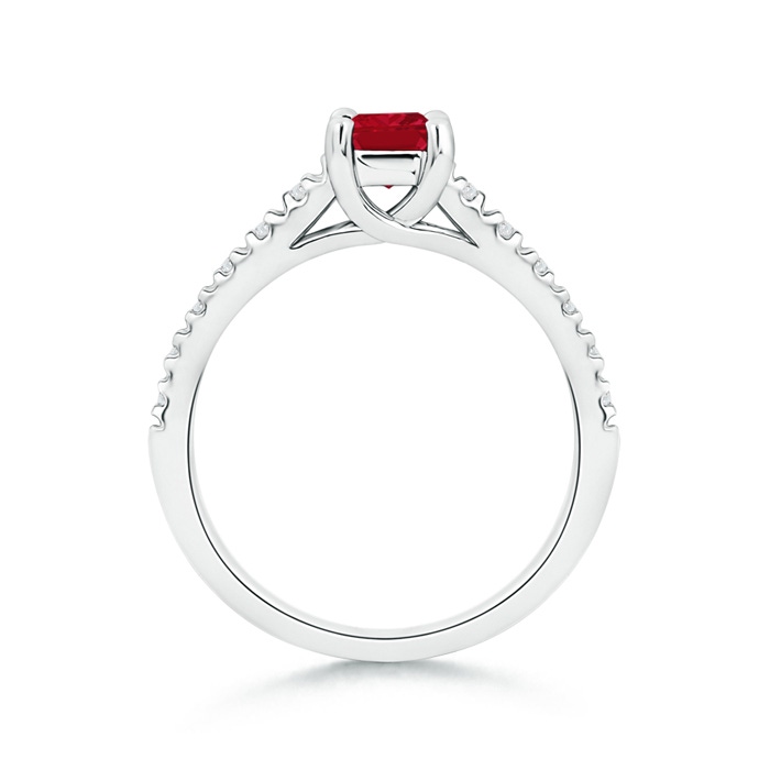 4mm AAA Solitaire Square Ruby Ring with Diamond Accents in White Gold side-1