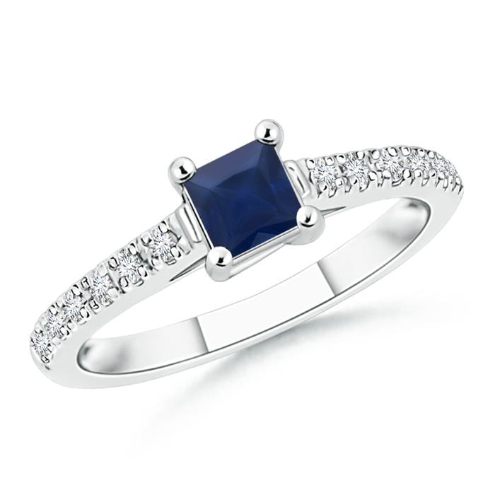 A - Blue Sapphire / 0.57 CT / 14 KT White Gold