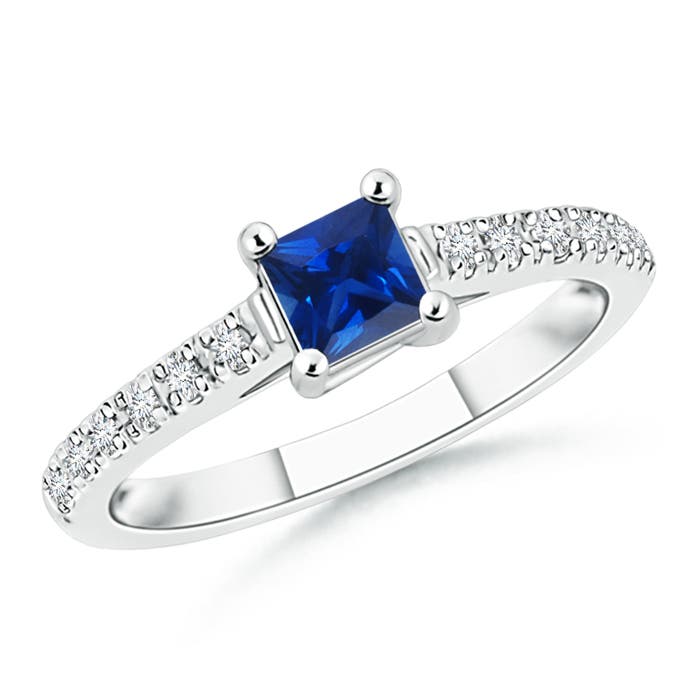 AAAA - Blue Sapphire / 0.57 CT / 14 KT White Gold