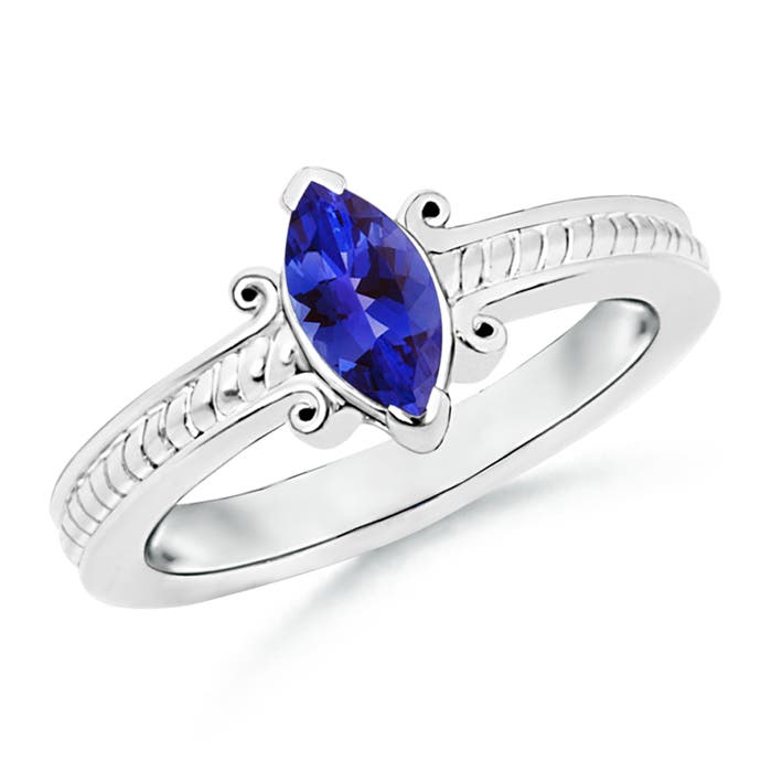 AAAA - Tanzanite / 0.5 CT / 14 KT White Gold