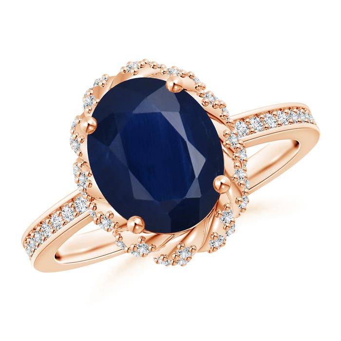 A - Blue Sapphire / 3.64 CT / 14 KT Rose Gold